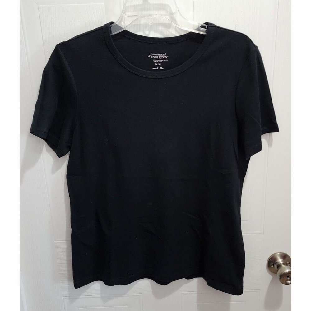 Pendleton Women's Short Sleeve‎ Casual Pullover Tee Shirt Top Solid Black Size M